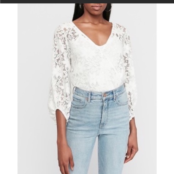 Express Floral Lace White Wrap Thong Bodysuit NWT - Picture 1 of 5